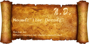 Neumüller Dezső névjegykártya